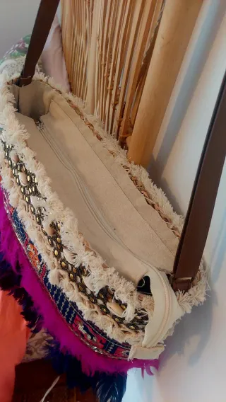 Bolso Capazo Boho con Flecos y Plumas