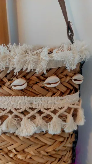 Bolso Capazo Boho con Flecos y Plumas