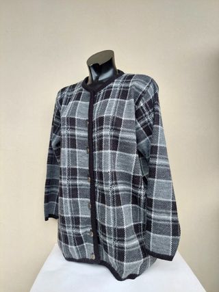 Maglione cardigan vintage taglia L nero e grigio