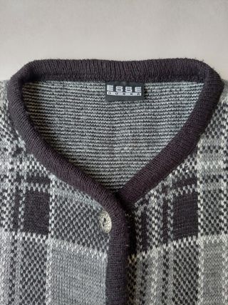 Maglione cardigan vintage taglia L nero e grigio