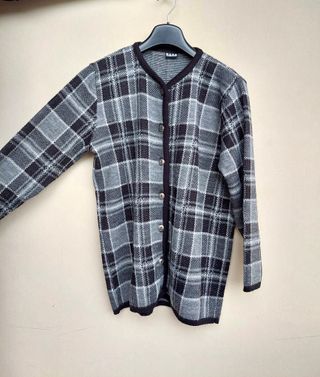 Maglione cardigan vintage taglia L nero e grigio