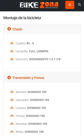 Bicicleta Carbono Mendiz RS 9 S-21, talla M 53