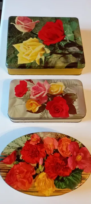 Set 3 Scatole Latta Decorate Rose