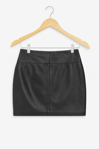 The Kooples Falda negra piel cremalleras