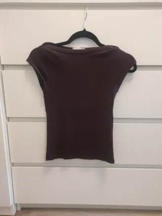Camiseta canalé fino granate