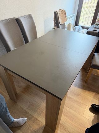 Mesa comedor extensible gris madera