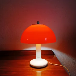 Lámpara de mesa vintage naranja y blanca