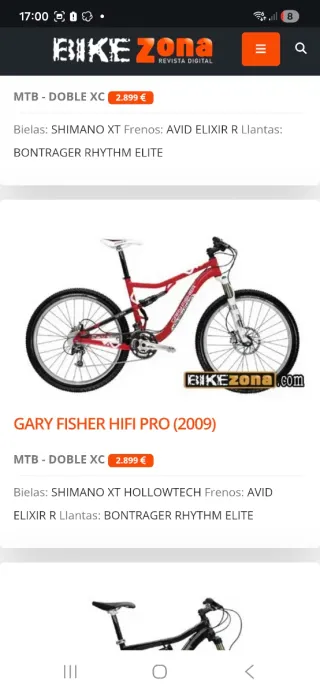 Bicicleta de montaña Gary Fisher Roja