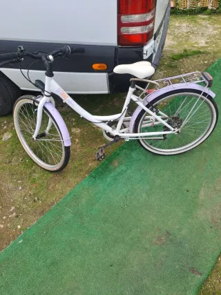 Bicicleta blanca y lila