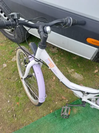 Bicicleta blanca y lila