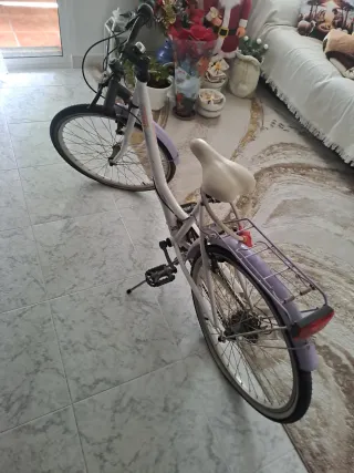 Bicicleta blanca y lila