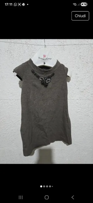 Maglietta La Fabrique grigia con perline taglia XS