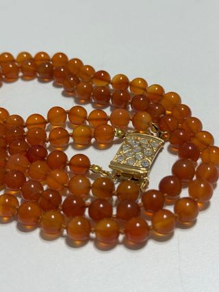 Collana Corniola Due Fili fermaglio dorato+strass