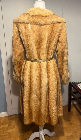 Abrigo Piel Zorro Beige/Naranja Talla Única