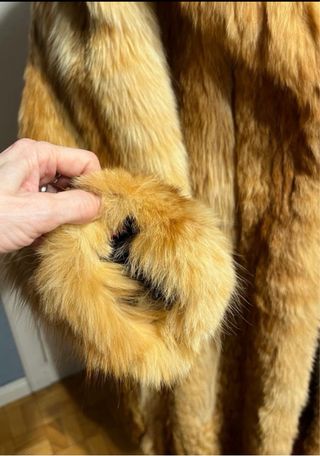 Abrigo Piel Zorro Beige/Naranja Talla Única