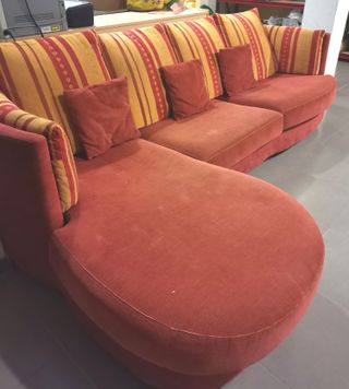 Sofá Chaiselongue 4 Plazas Rojo/Amarillo