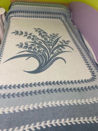Manta de cama 90cm azul y blanco reversible