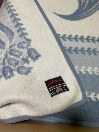 Manta de cama 90cm azul y blanco reversible