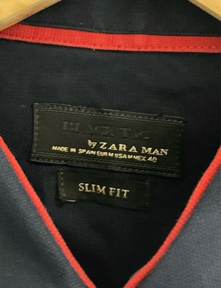Camisa Zara Hombre Talla 40 Azul Marino