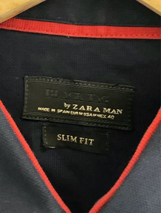 Camisa Zara Hombre Talla 40 Azul Marino