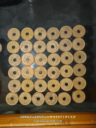 Monedas 25 Pesetas con Agujero