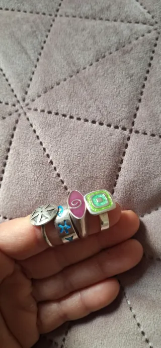 Lote 4 Anillos Plata Juveniles, diferentes tamaños