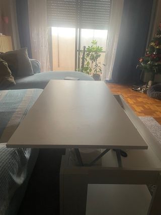 Mesa de comedor elevable blanca