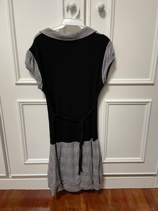 Vestido cuadros blanco y negro con botones talla S