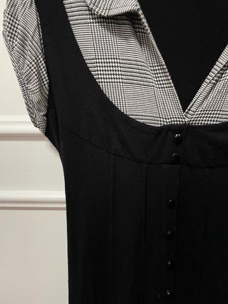 Vestido cuadros blanco y negro con botones talla S