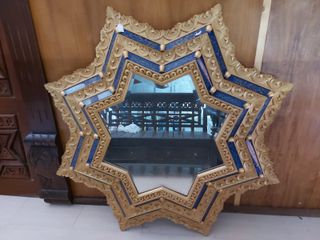 Espejo Estrella Árabe Dorado y Azul