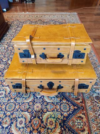 Lote maletas vintage cuero (2 unidades)