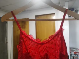 Top lentejuelas rojo talla única
