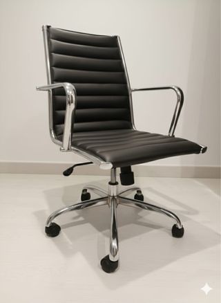 Silla de oficina polipiel negra y metal