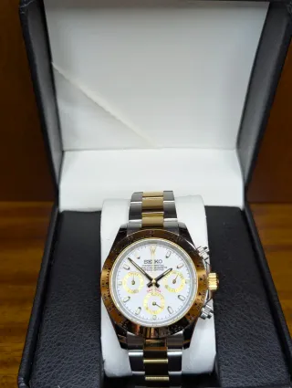 Reloj Seiko Mod Daytona Oyster Dorado y  Plateado