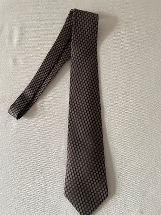 Corbata Hermes Seda Marrón y beige