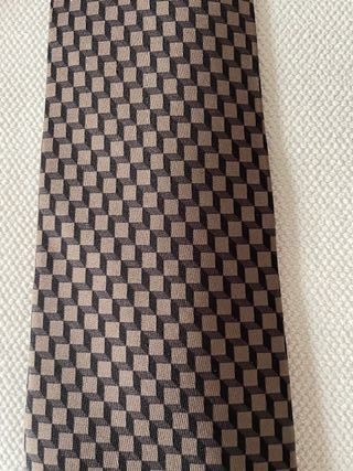 Corbata Hermes Seda Marrón y beige