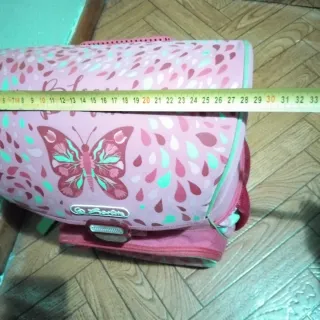 Mochila escolar Herlitz rosa y verde