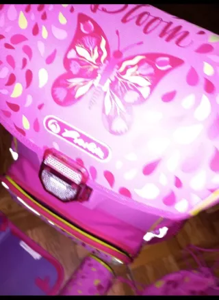 Mochila escolar Herlitz rosa y verde