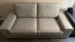 Sofá y sillón Ikea tela beige y gris