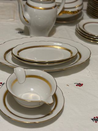 Vajilla Limoges Francia Cerámica Dorada