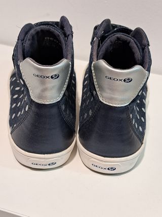 Geox Scarpe Tela Blu Pois Argento N.38 Velcro