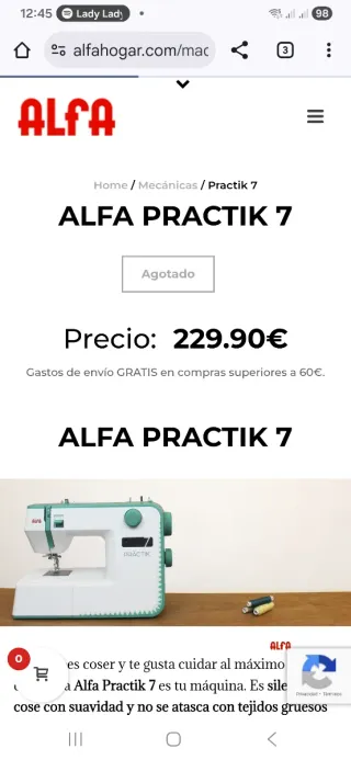 Máquina de coser Alfa Practik