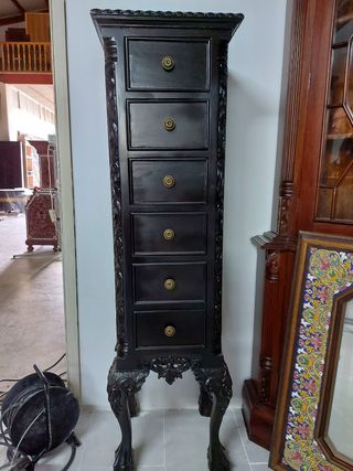 Cajonera auxiliar de madera oscura