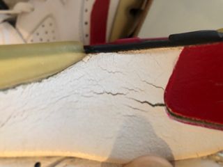 Jordan 6 Bulls varsity white red.