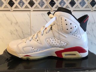 Jordan 6 Bulls varsity white red.