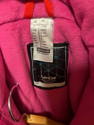 Mono de esquí Decathlon 12 años rosa/morado