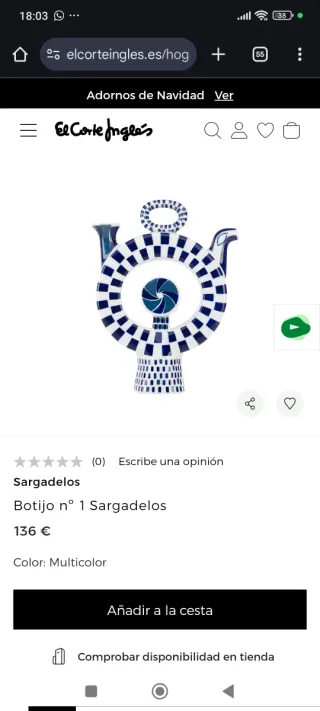 Botijo cerámica Sargadelos