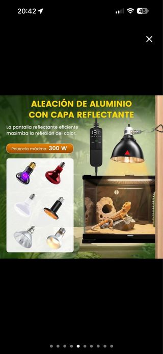 Lámpara terrario: sonda, mando y termostato