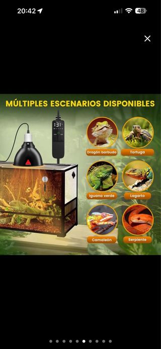 Lámpara terrario: sonda, mando y termostato
