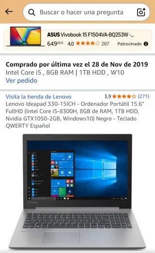 Portátil Lenovo Ideapad 330 Negro/Gris